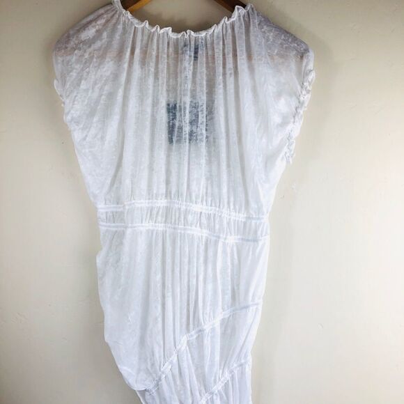 NWT Ryu Sheer White Rosette Ruched Tunic Top Size M - Picture 6 of 8
